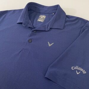 Callaway Men's Opti-Dri Blue Striped Golf Polo Size Med Short Sleeve Lightweight